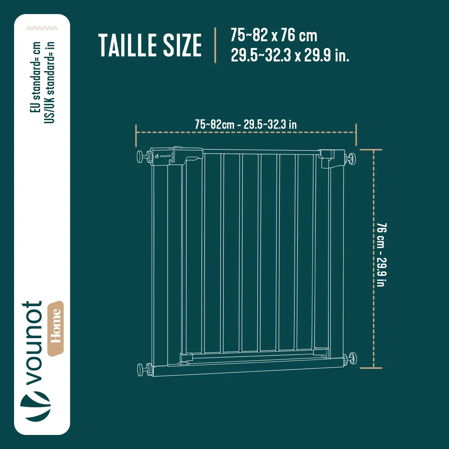 VOUNOT Barriera Sicurezza Bambini 75-82 cm Nera Metallo
