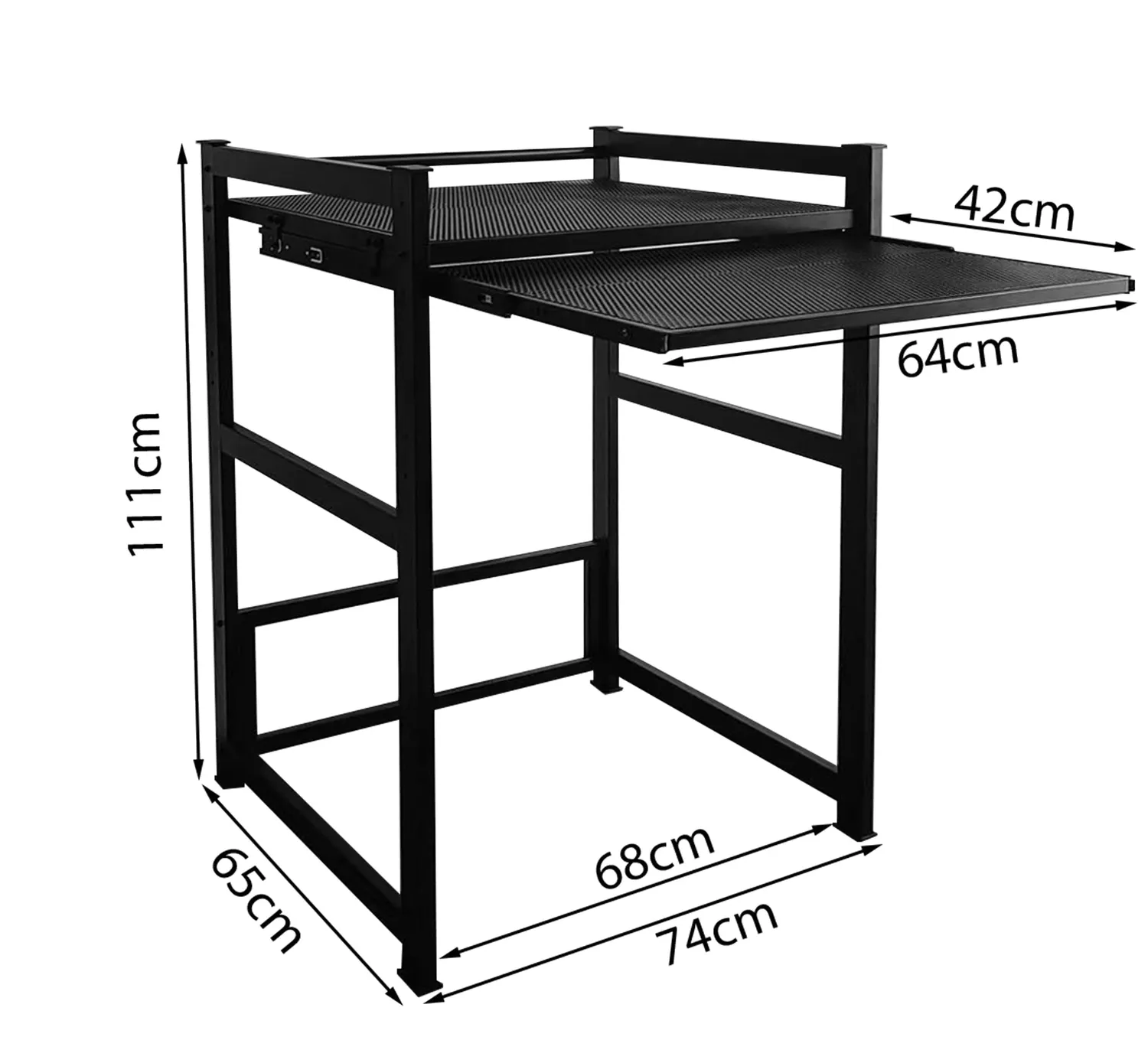 QUICK STAR Scaffale Lavatrice Nero con Vassoio 74x65x111 cm