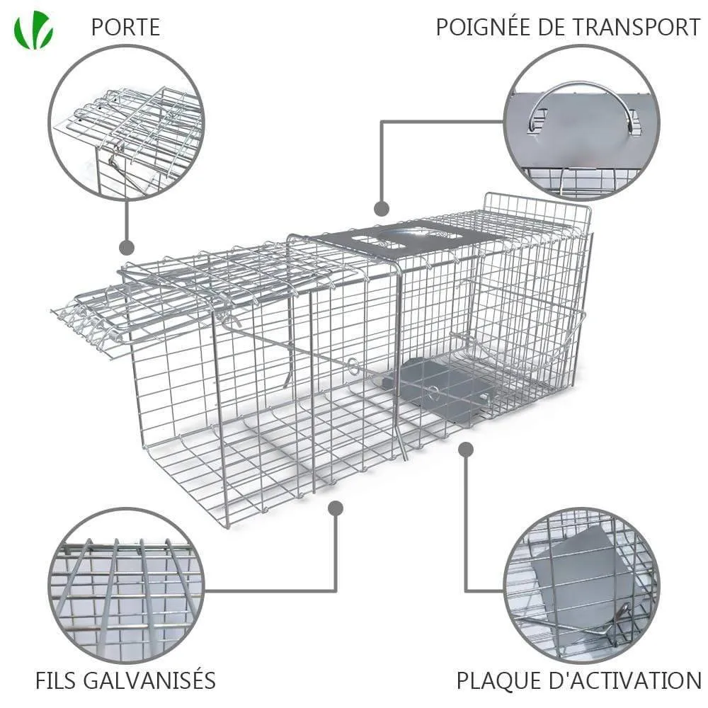 VOUNOT Trappola Animali Vivi XL in Acciaio 65x23x30 cm