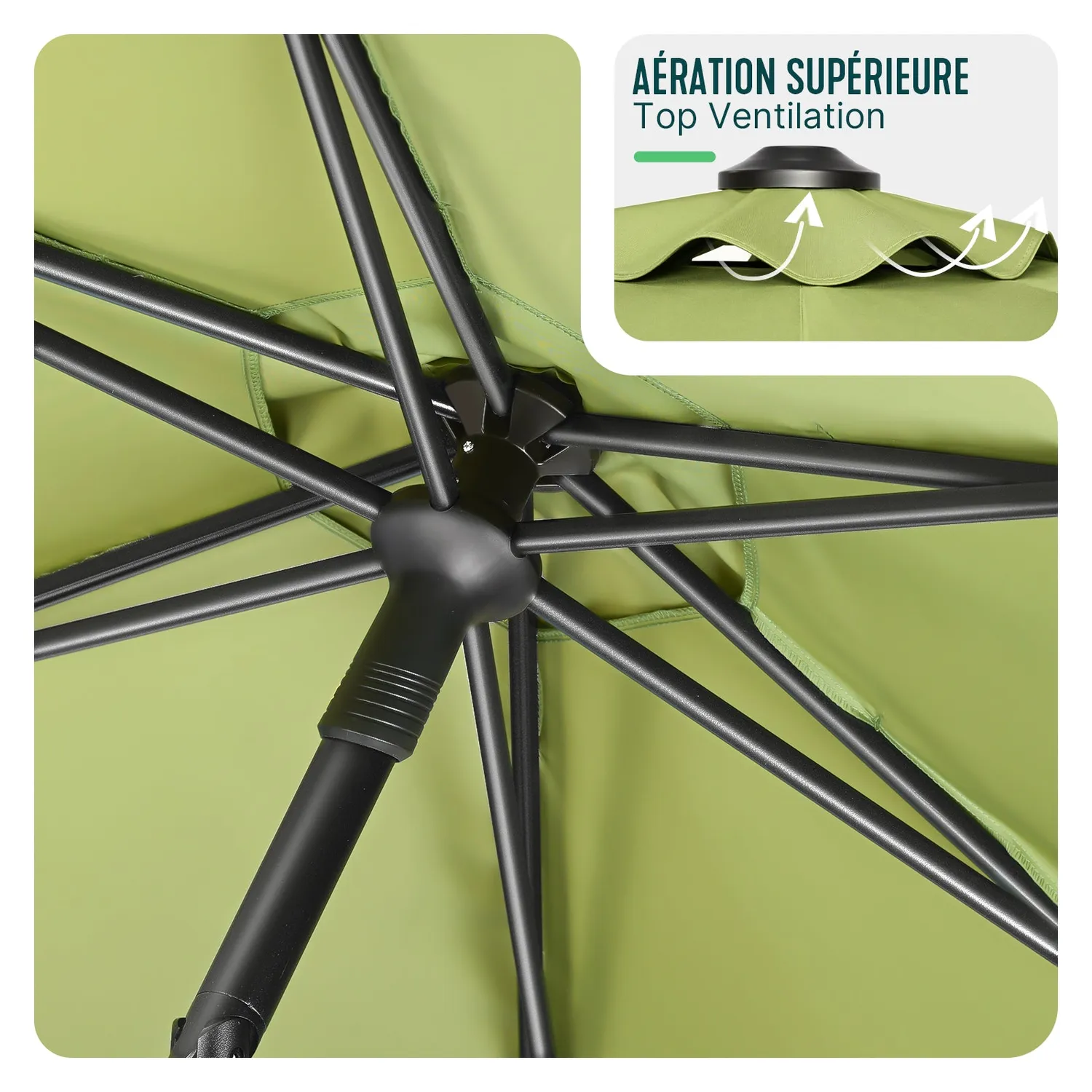 VOUNOT Ombrellone Giardino Inclinabile 270cm Verde Oliva UV50+