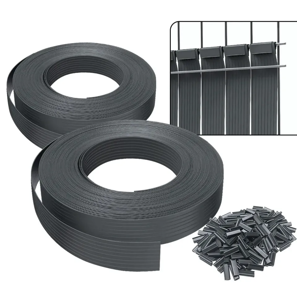 VOUNOT Strisce frangivista PVC 150m 4,7cm grigie 300 clip
