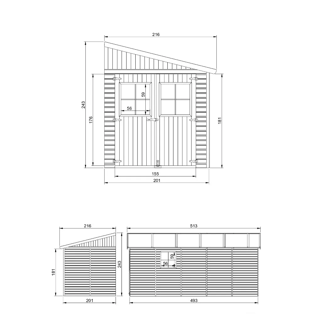 Timbela M341 ricovero legno 201x493 cm 10 m²