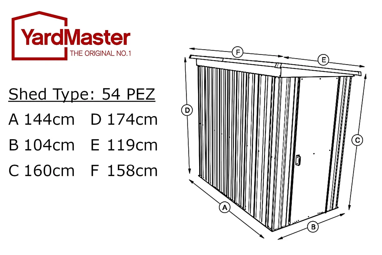 Yardmaster Store-All Pent 5x4 Casetta Metallo Tetto Mono