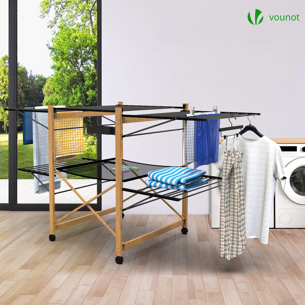 VOUNOT stendibiancheria deluxe nero effetto legno 30m 25kg
