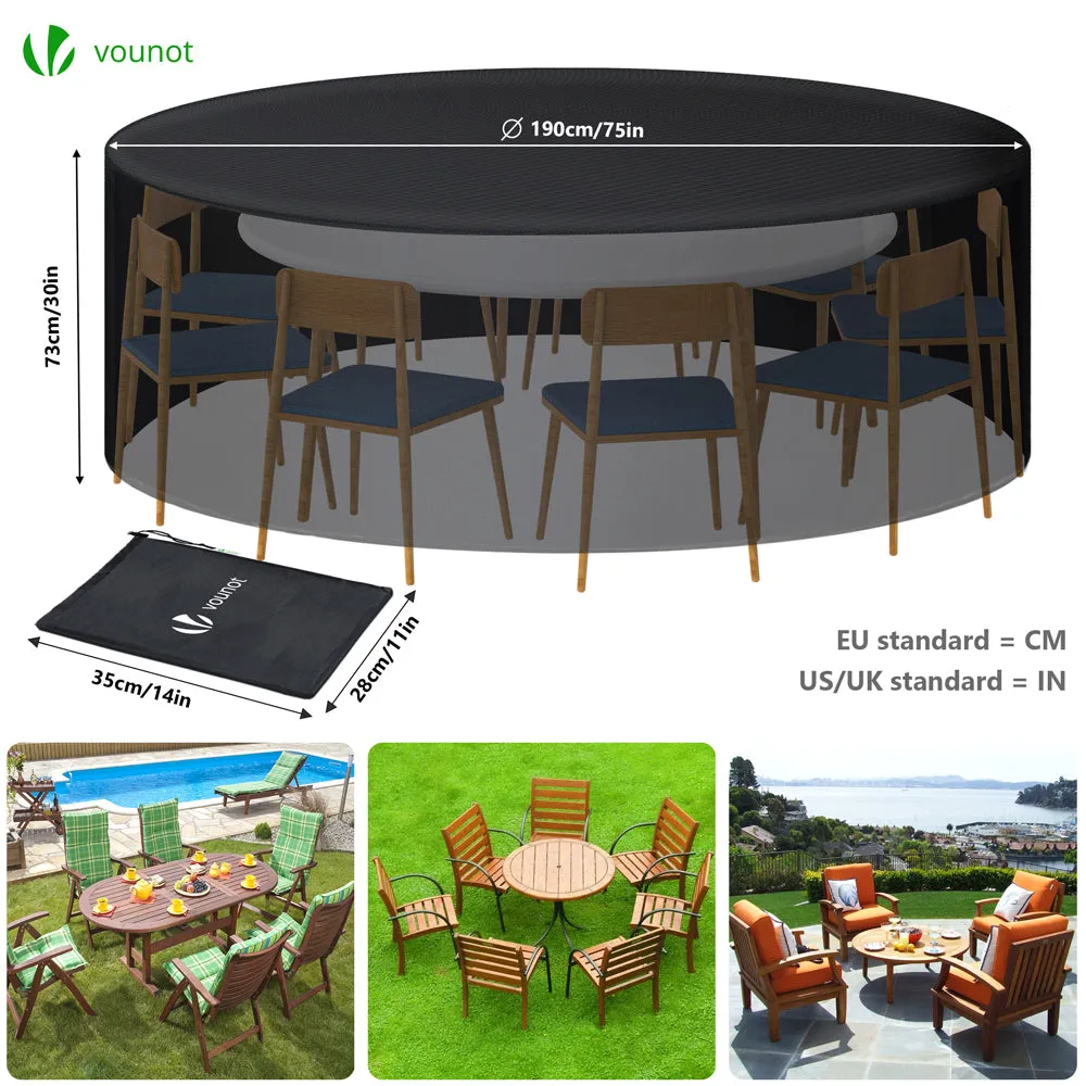 VOUNOT Copertura tavolo giardino rotonda nera Ø180x73 cm 420D