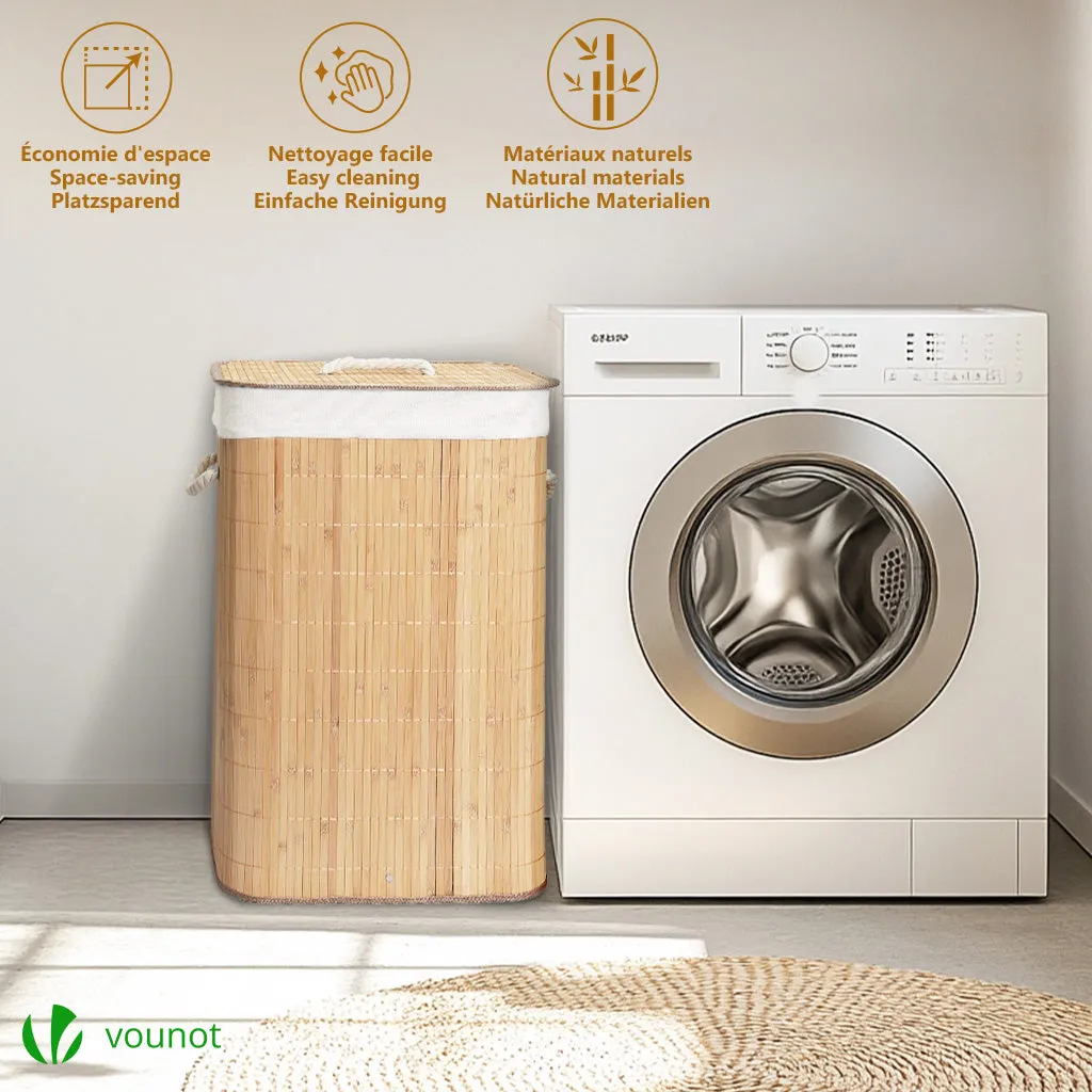 VOUNOT Cesto Biancheria Bambù 72L con Coperchio