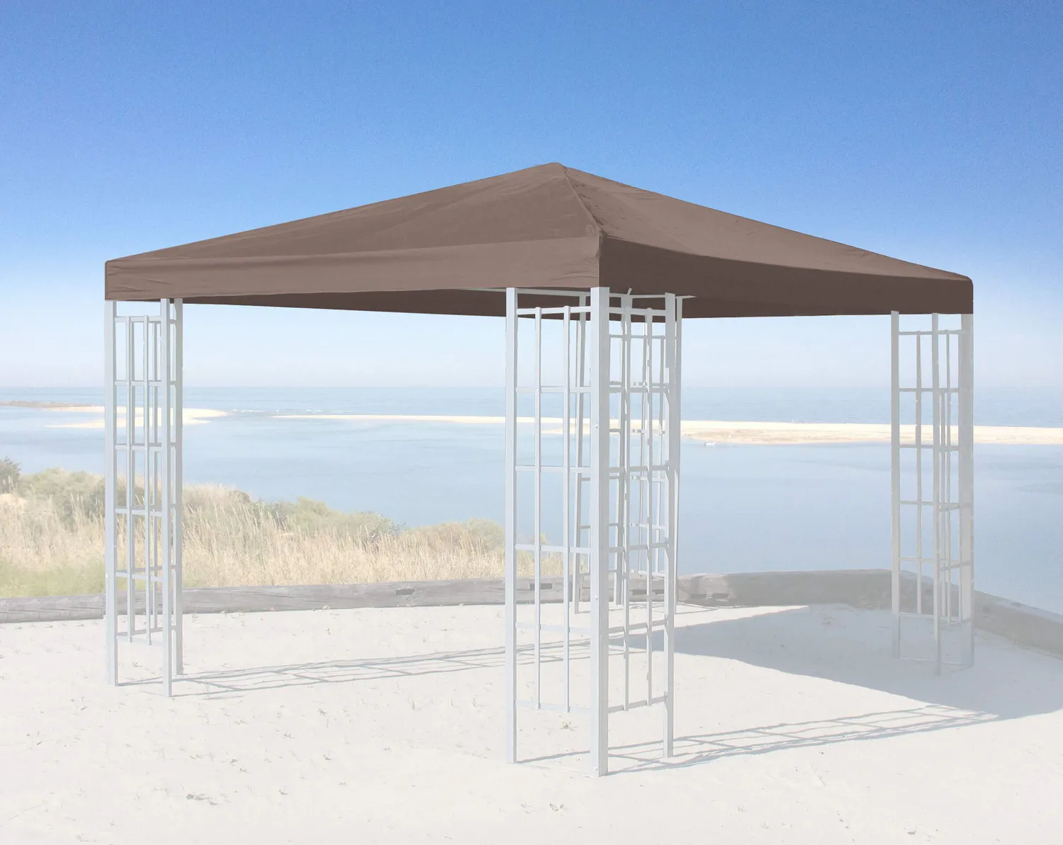 Quick Star telo tetto ricambio gazebo 3x3 m marrone grigio PVC