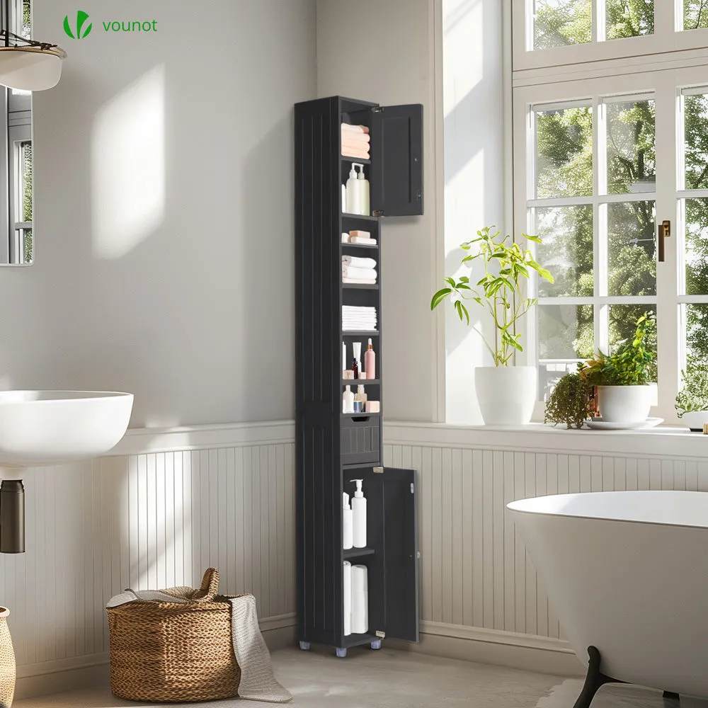 Vounot colonna bagno alta 180x20x20 cm nera 5 ripiani