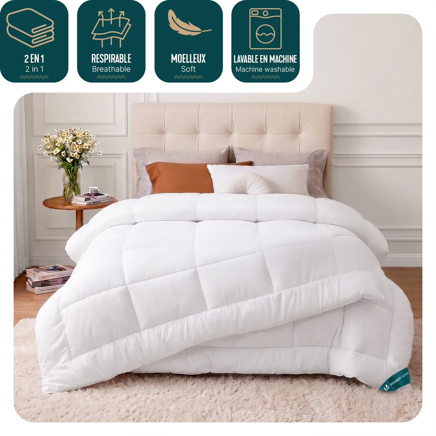 Vounot 4 Stagioni 500gsm Piumino 135x200 Bianco Termico