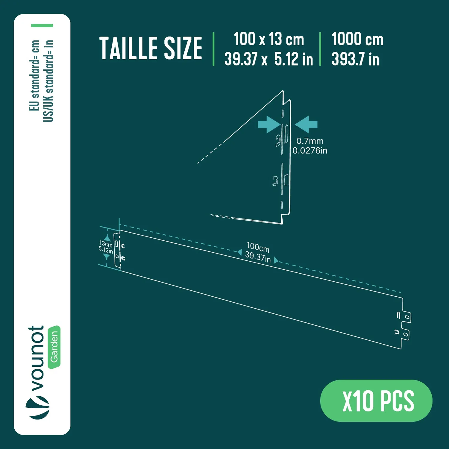 VOUNOT Bordura Giardino Metallo Marrone 10m flessibile