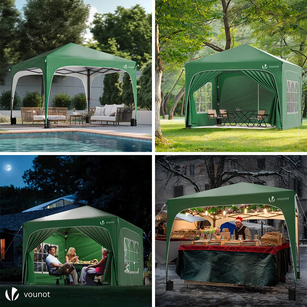 Vounot gazebo giardino pieghevole 3x3 m verde con pareti