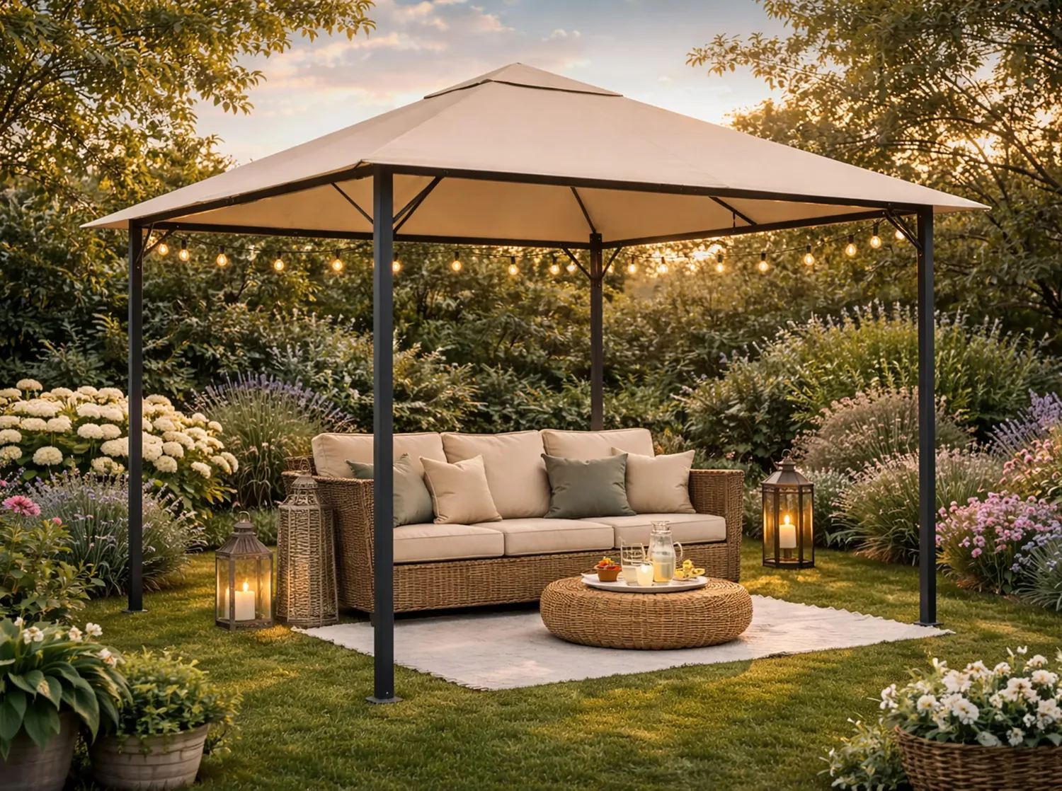 QUICK STAR tetto gazebo 3x3 m 297x297 cm beige ventilato
