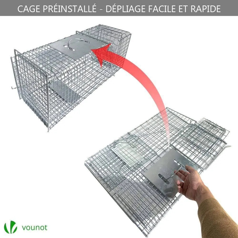 VOUNOT Trappola Animali Vivi XL in Acciaio 65x23x30 cm