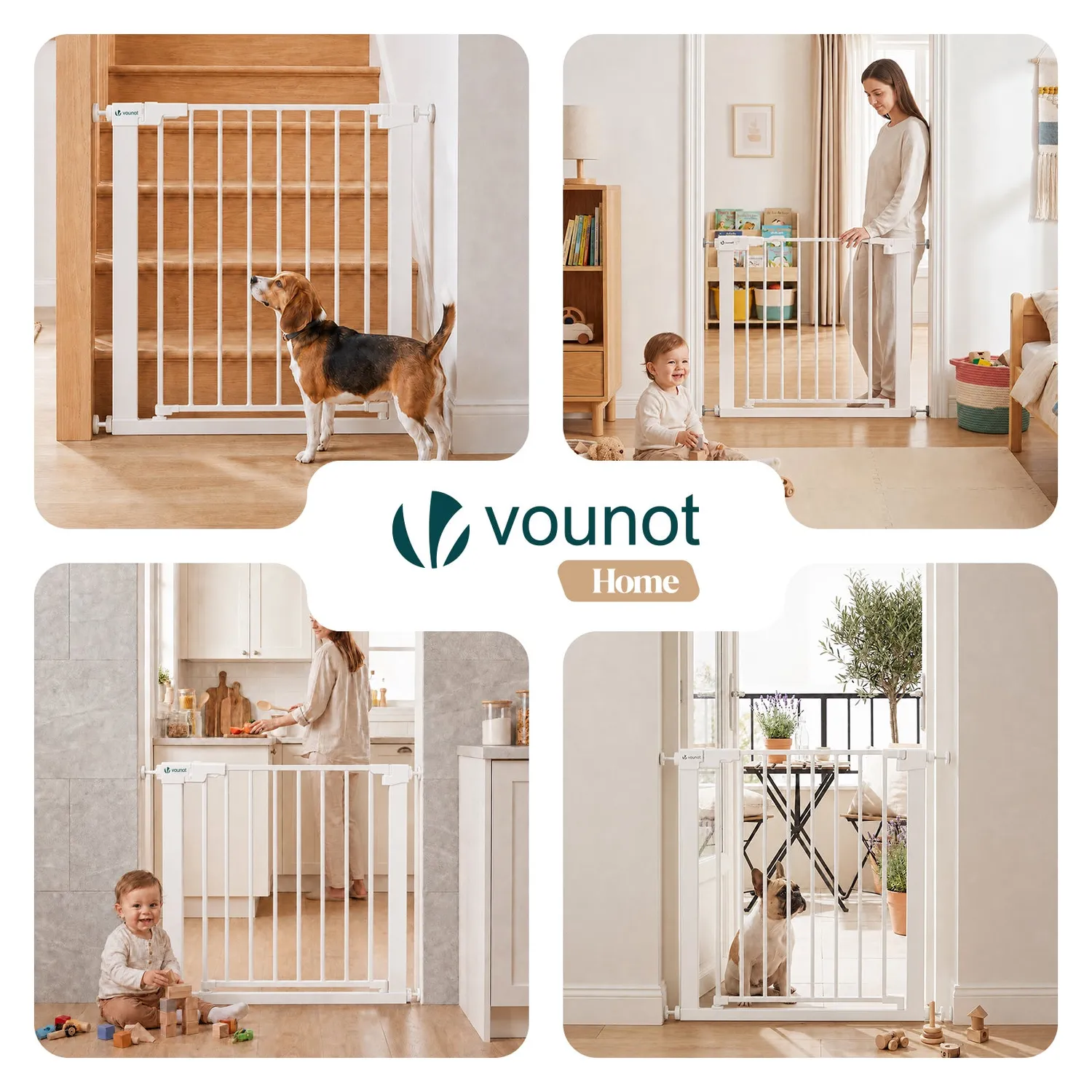 Vounot Cancello Sicurezza Bambini 75-82cm Bianco Metallo