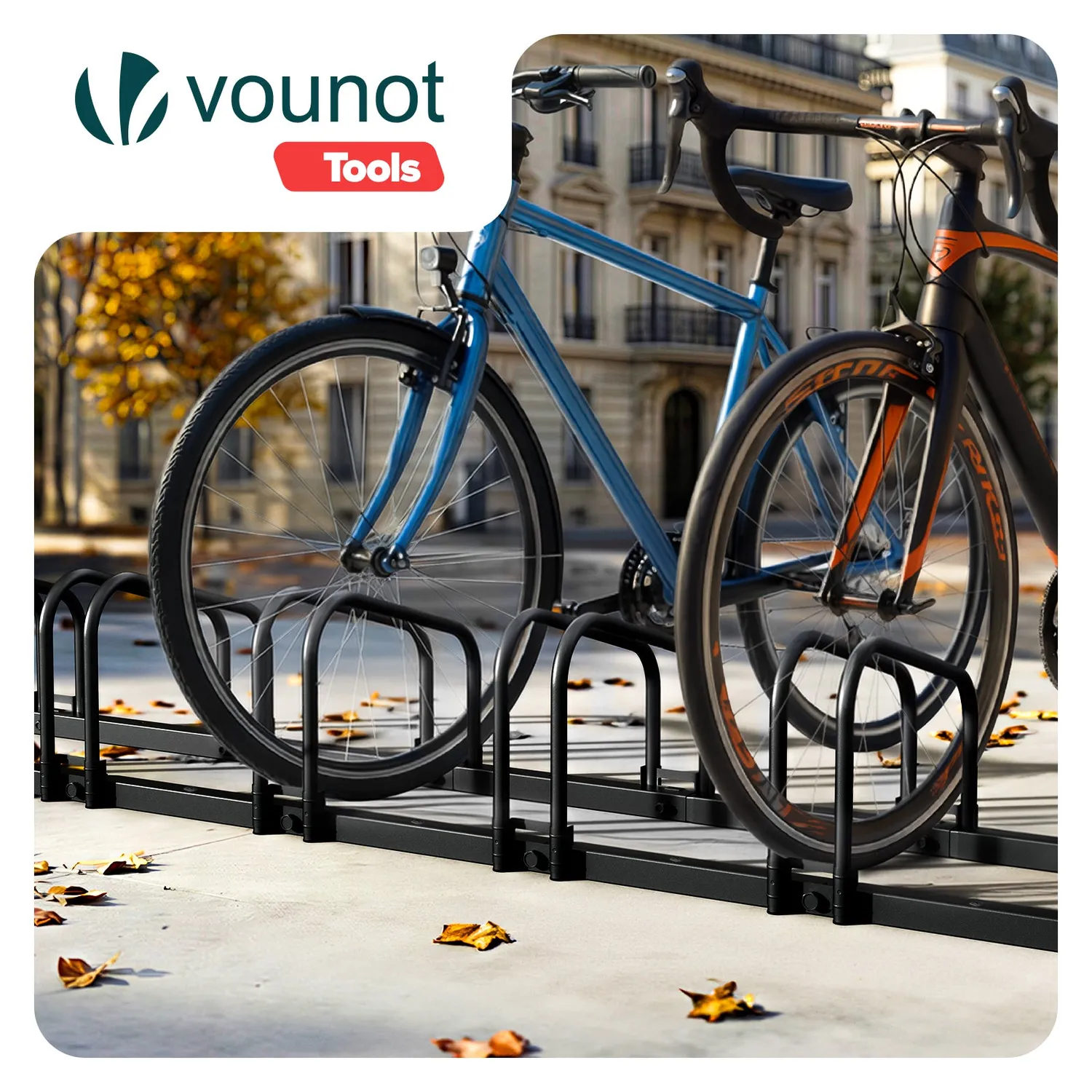 VOUNOT Rastrelliera Bici 6 Posti da Terra e Muro Nera 160 cm