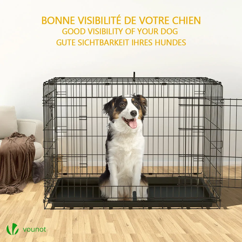 VOUNOT Gabbia per Cani 107x70x78cm Metallo 2 Porte