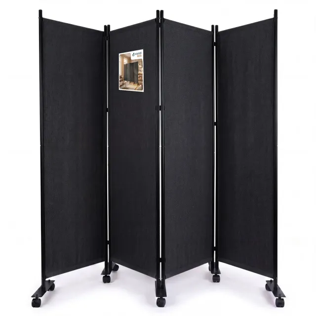 Vounot Paravento 4 Pannelli Divisorio Antracite 228 cm