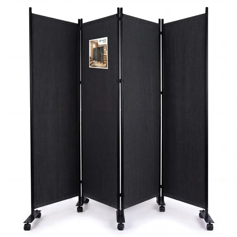 Vounot Paravento 4 Pannelli Divisorio Antracite 228 cm