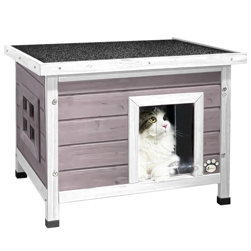 Vounot Cuccia Gatto Legno 57x45x43cm Grigia Esterno