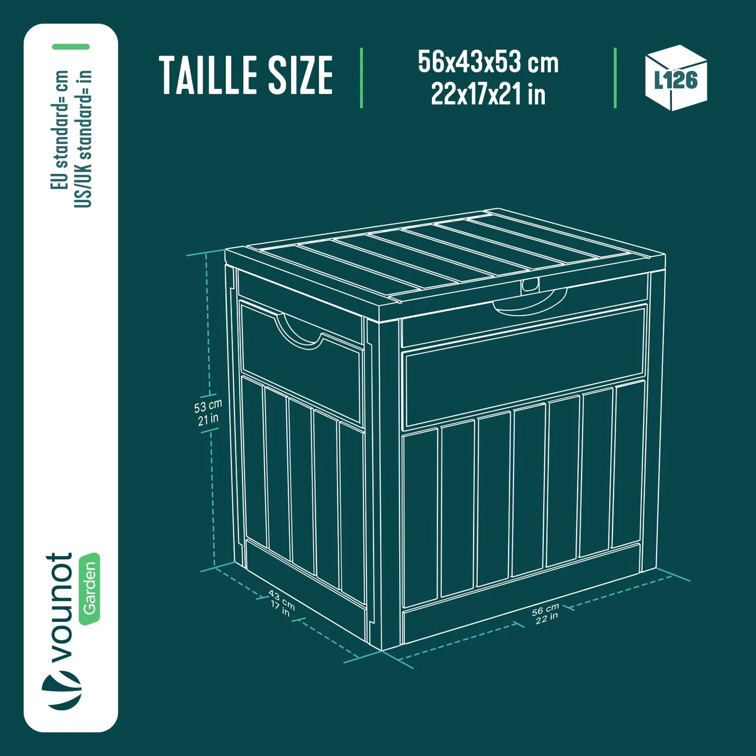 VOUNOT Baule da Esterno 126L 56x43x53 cm Marrone Rattan