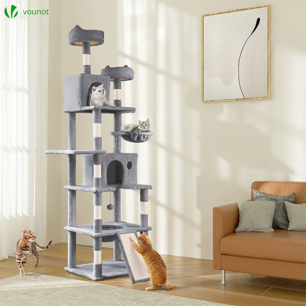 VOUNOT Albero Tiragraffi 215 cm Grigio 6 Livelli Sisal