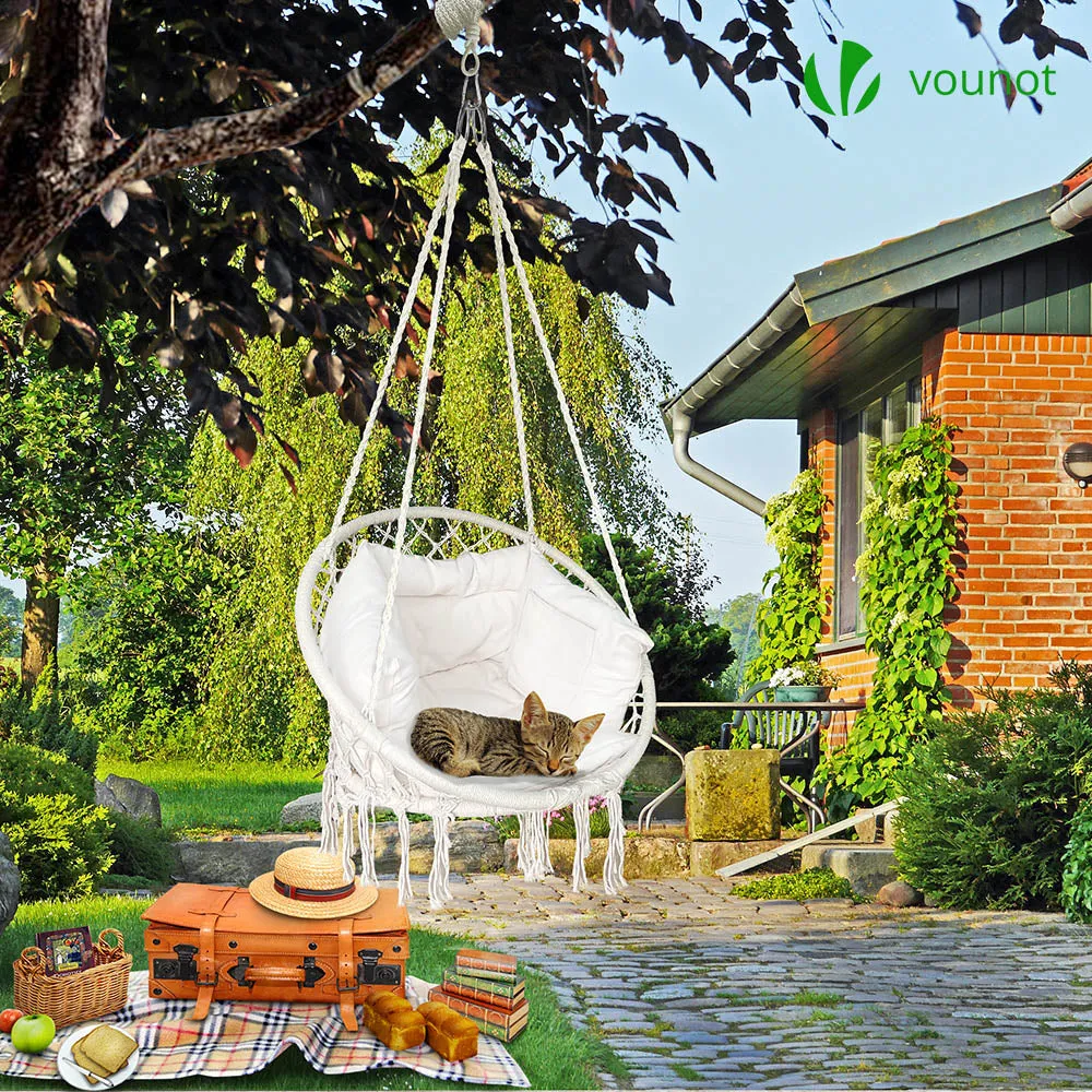 Vounot poltrona sospesa beige con cuscino 120 kg