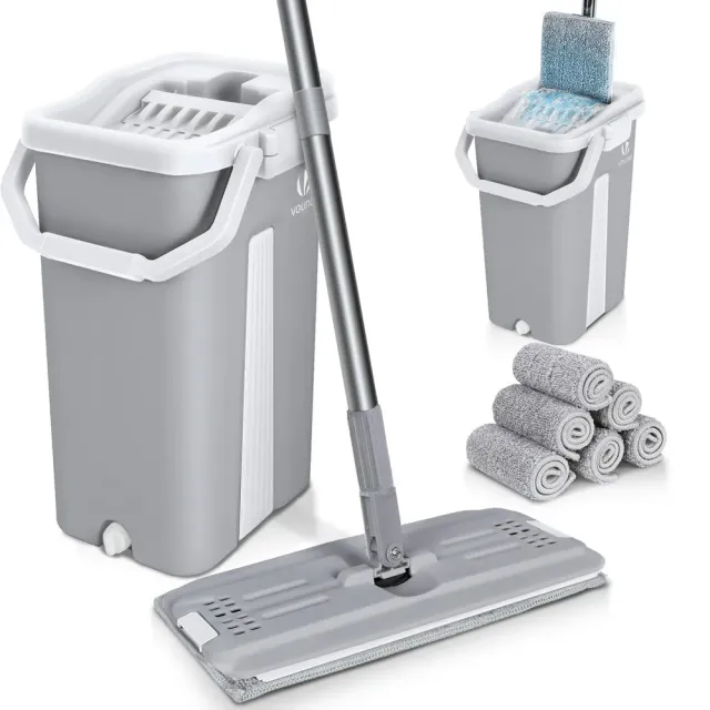 VOUNOT Mocio piatto con secchio strizzatore 6 panni