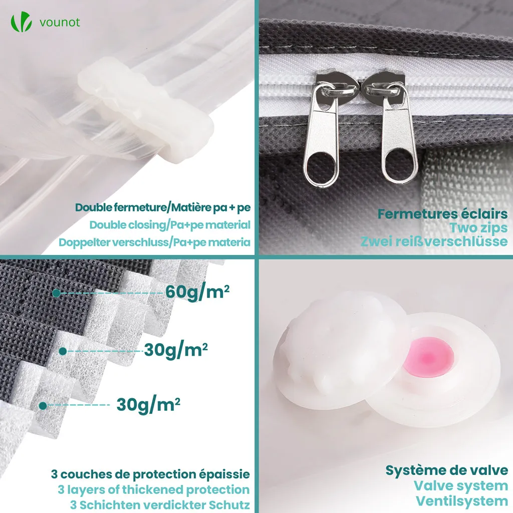 VOUNOT set 9 sacchi salvaspazio sottovuoto XXL grigi con pompa