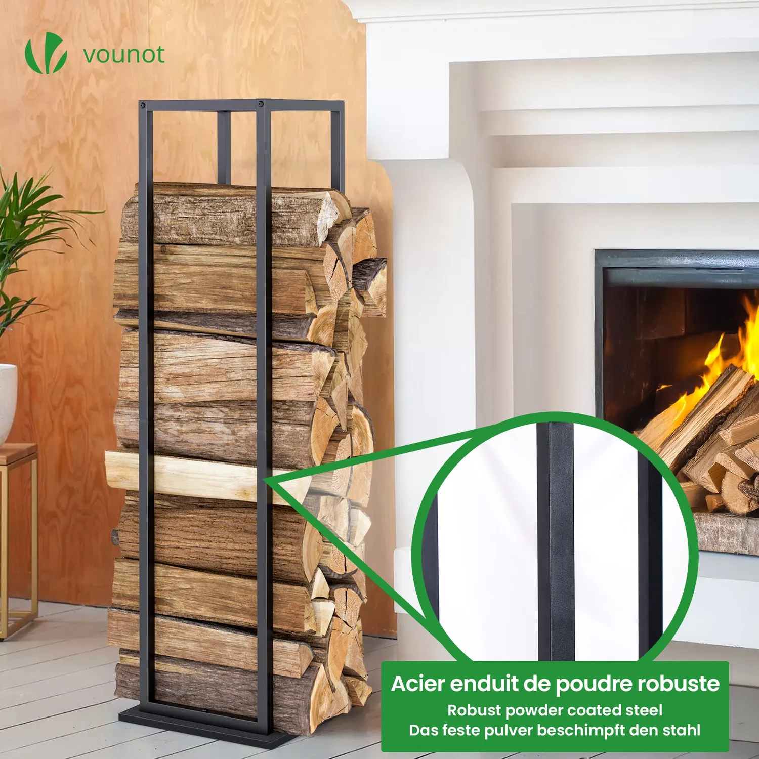 VOUNOT Portalegna Verticale 33x33x112cm Acciaio Nero