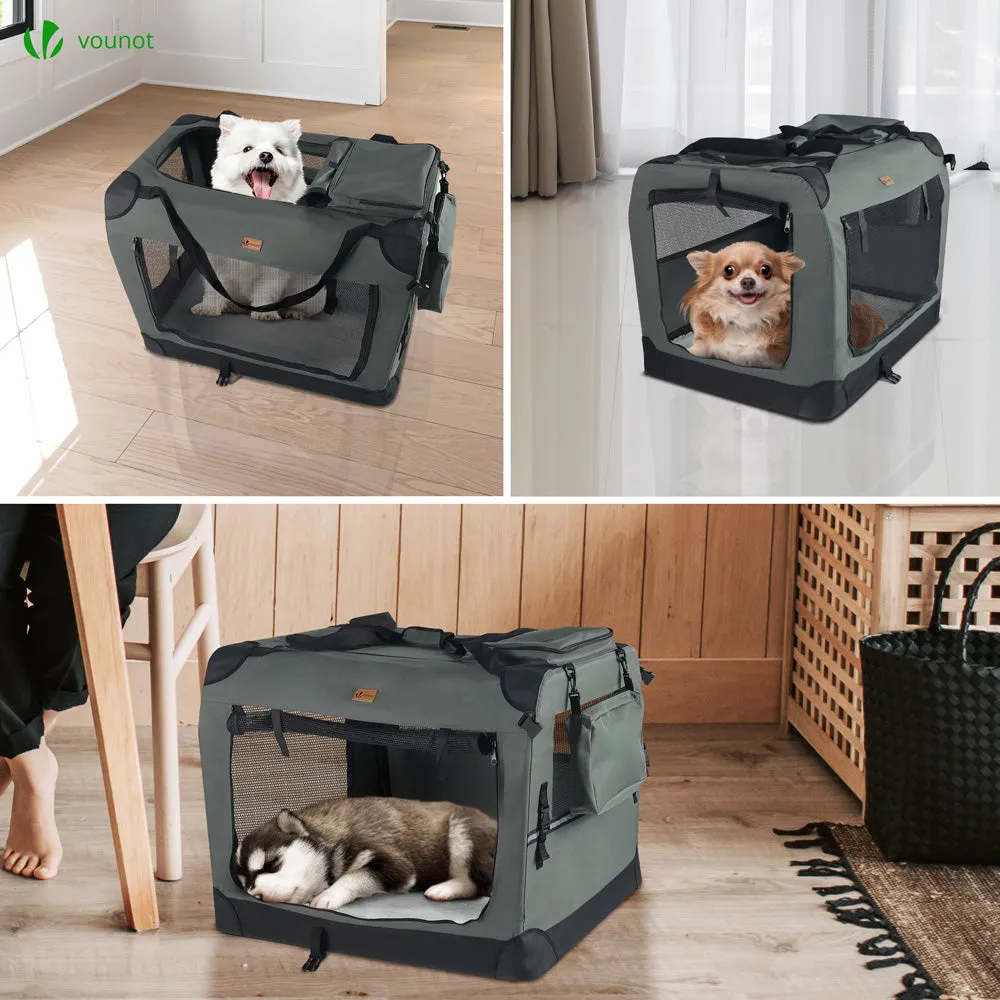 VOUNOT Borsa Trasporto Cane Gatto 60x44x44 Grigia Pieghevole