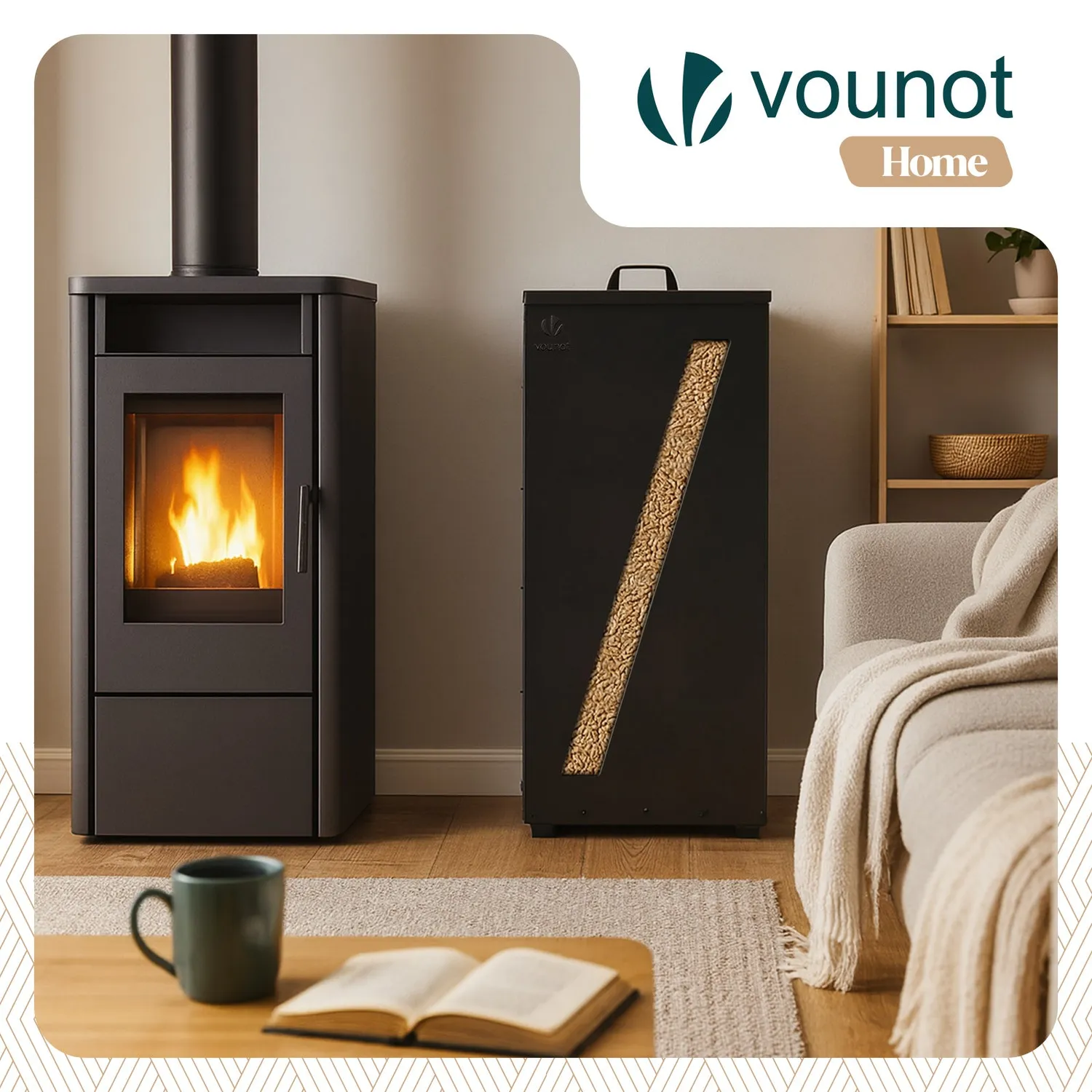 VOUNOT Contenitore Pellet in Metallo Nero 45 kg 36x36x76 cm