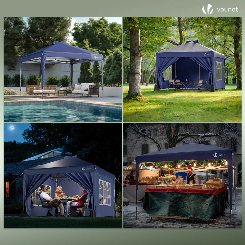 VOUNOT gazebo pieghevole 3x3 m blu con pareti