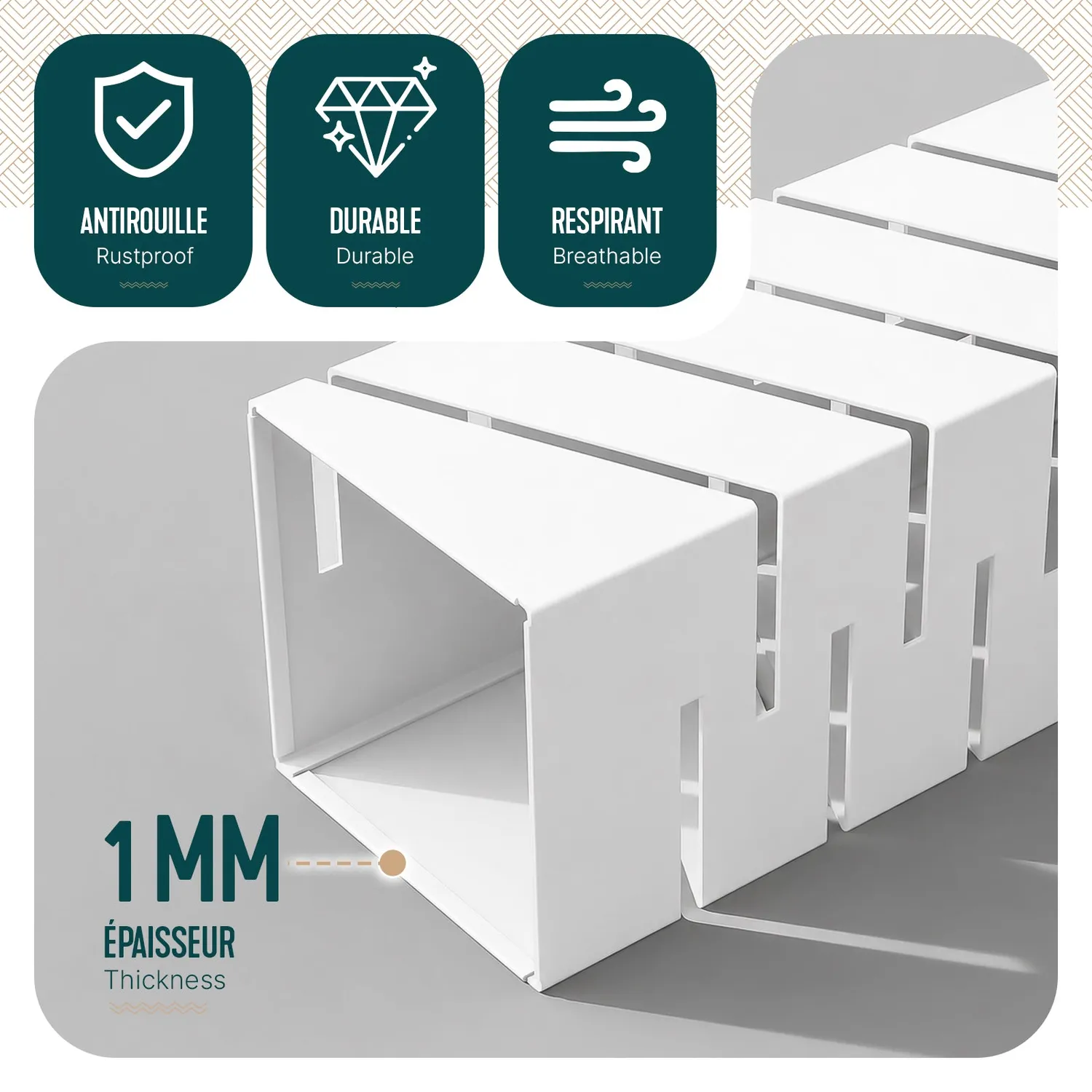 VOUNOT Diagonal portaombrelli metallo bianco 15,5x15,5x43,5 cm traforato