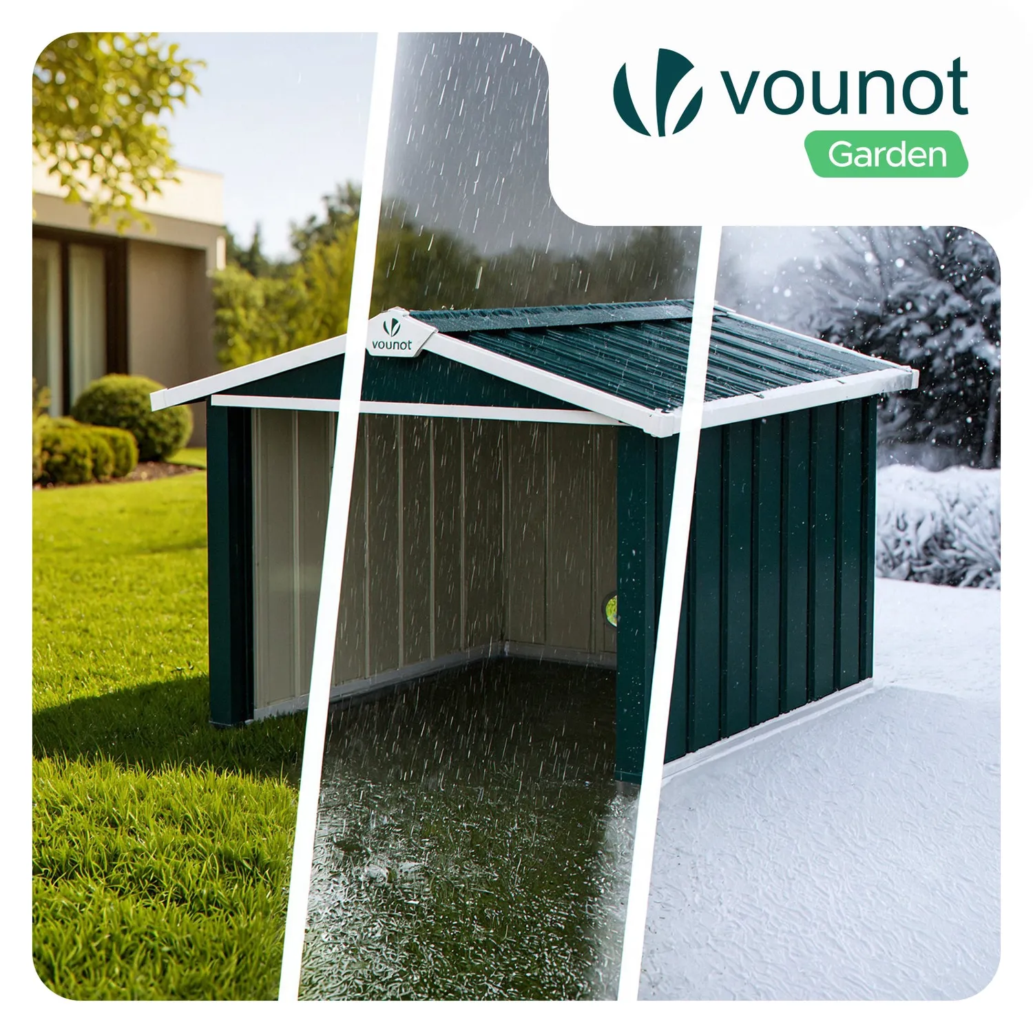 VOUNOT Garage Robot Tagliaerba Metallo 87x100cm Verde