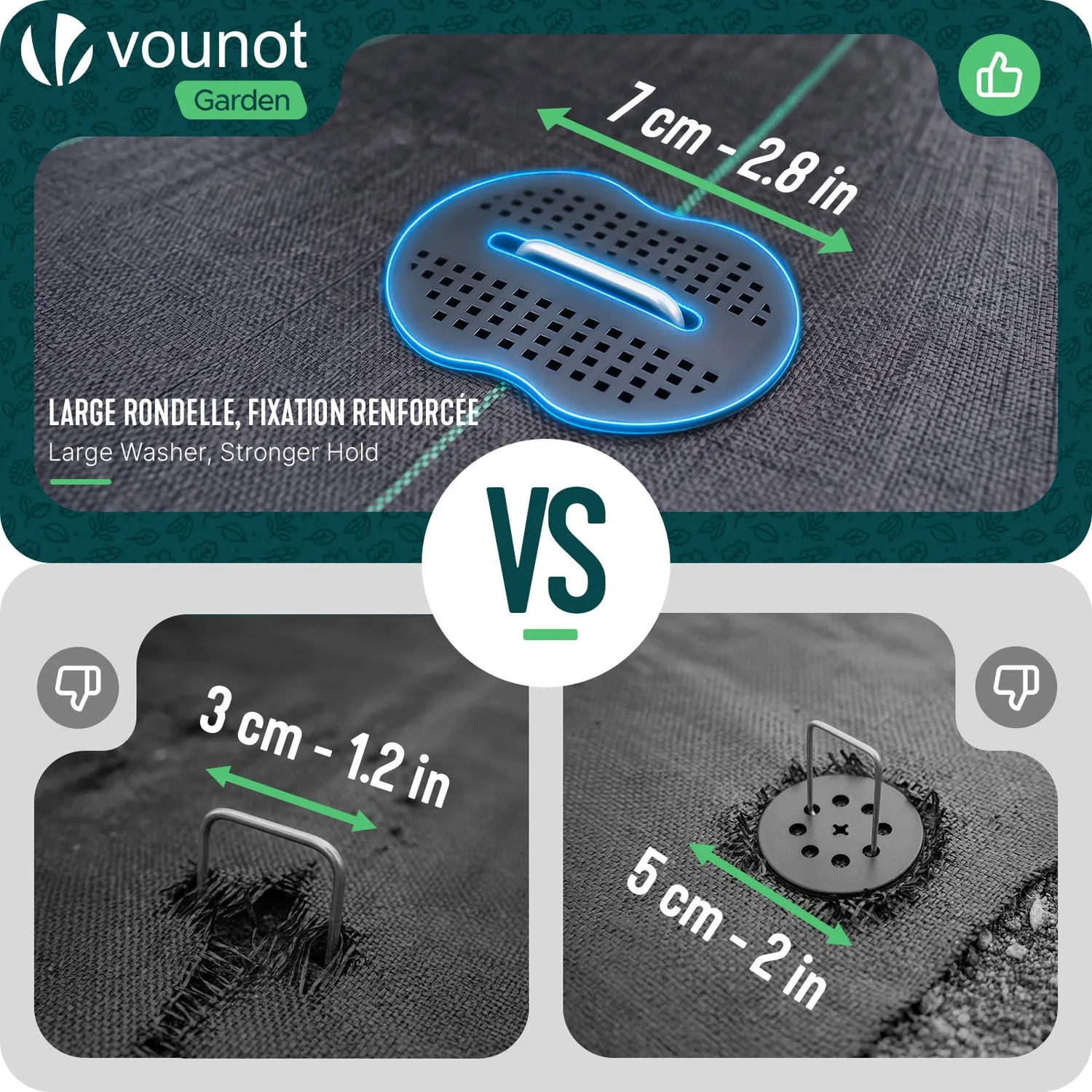 Vounot Picchetti Fissaggio a U 150 mm 200 Pezzi con Rondelle