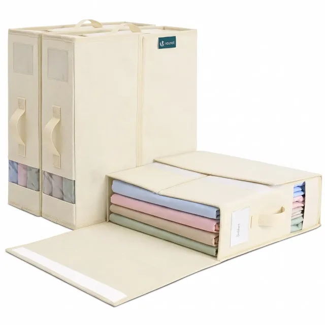 VOUNOT Organizer Biancheria Beige 38,5x33x12 cm 3 Pezzi