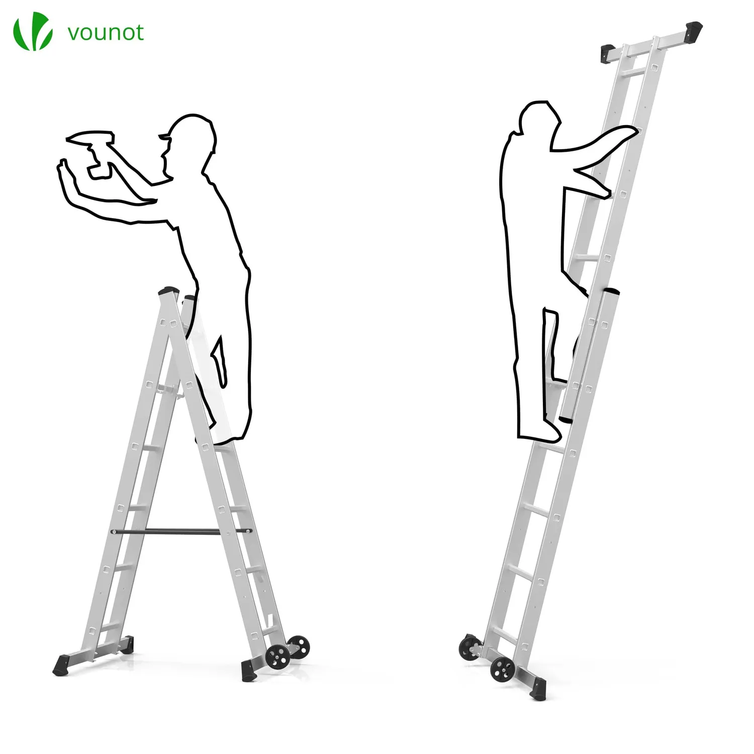 Vounot trabattello scala alluminio 3 in 1 portata 150 kg