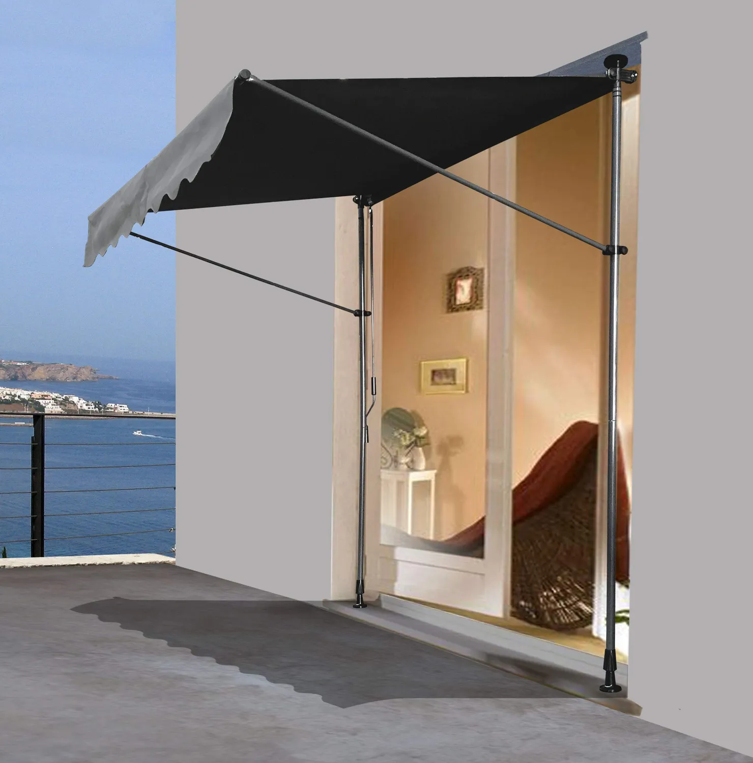 QUICK STAR Tenda a Morsetto 200x130 cm Grigia Senza Fori