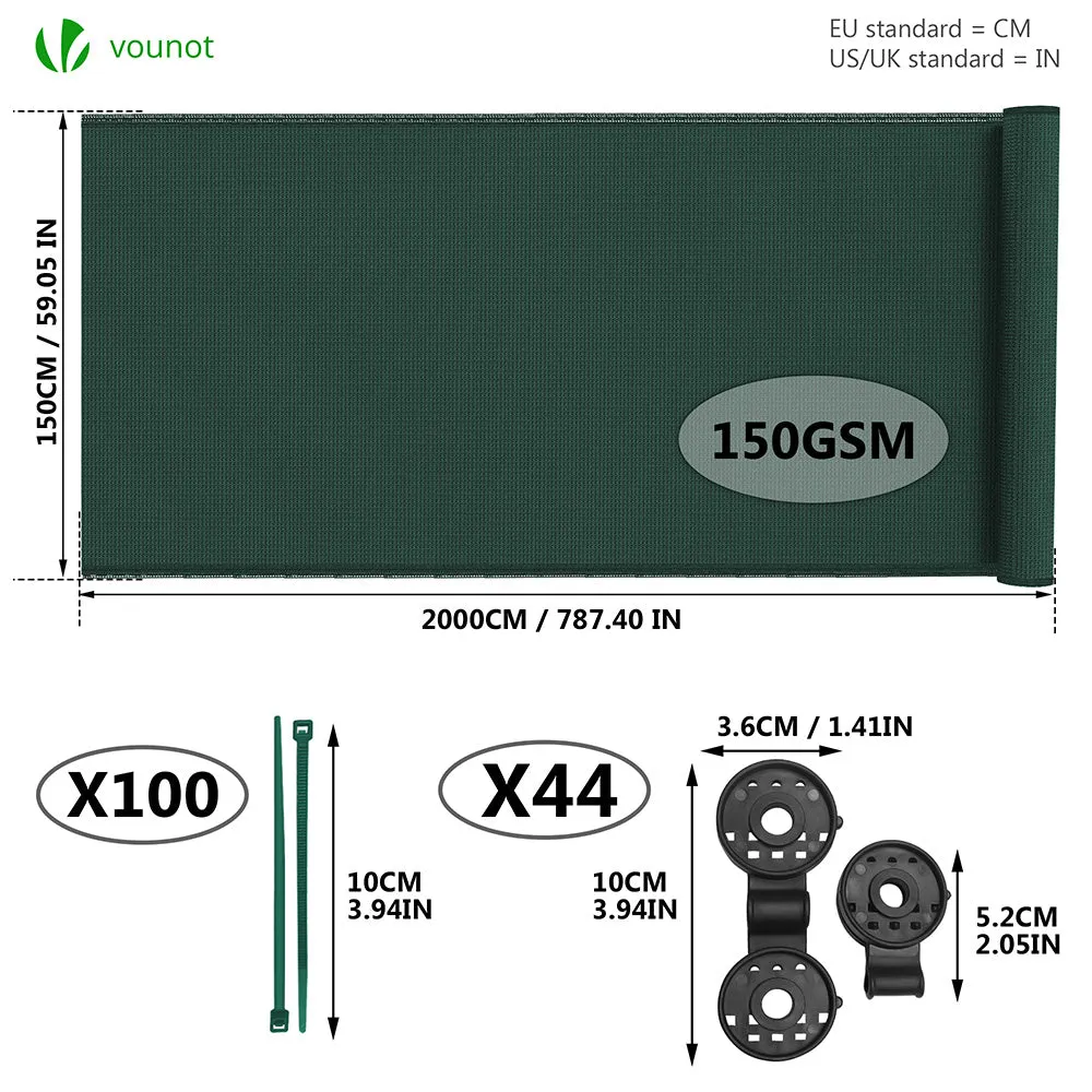 Vounot telo frangivista verde 1,5x20 m occultante 85%