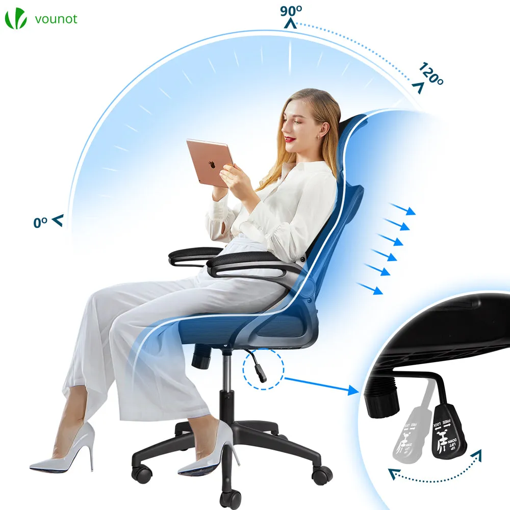 VOUNOT Sedia Ufficio Ergonomica Nera Poggiatesta Rete