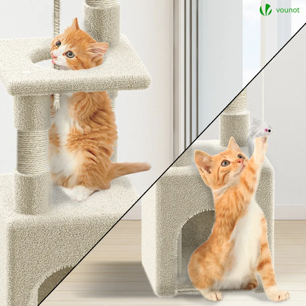 Vounot albero tiragraffi per gatti 88 cm beige con cuccia