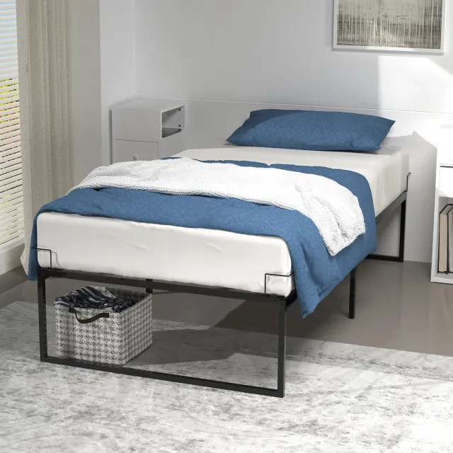 Vounot rete letto singola 90x190 cm nera 180 kg