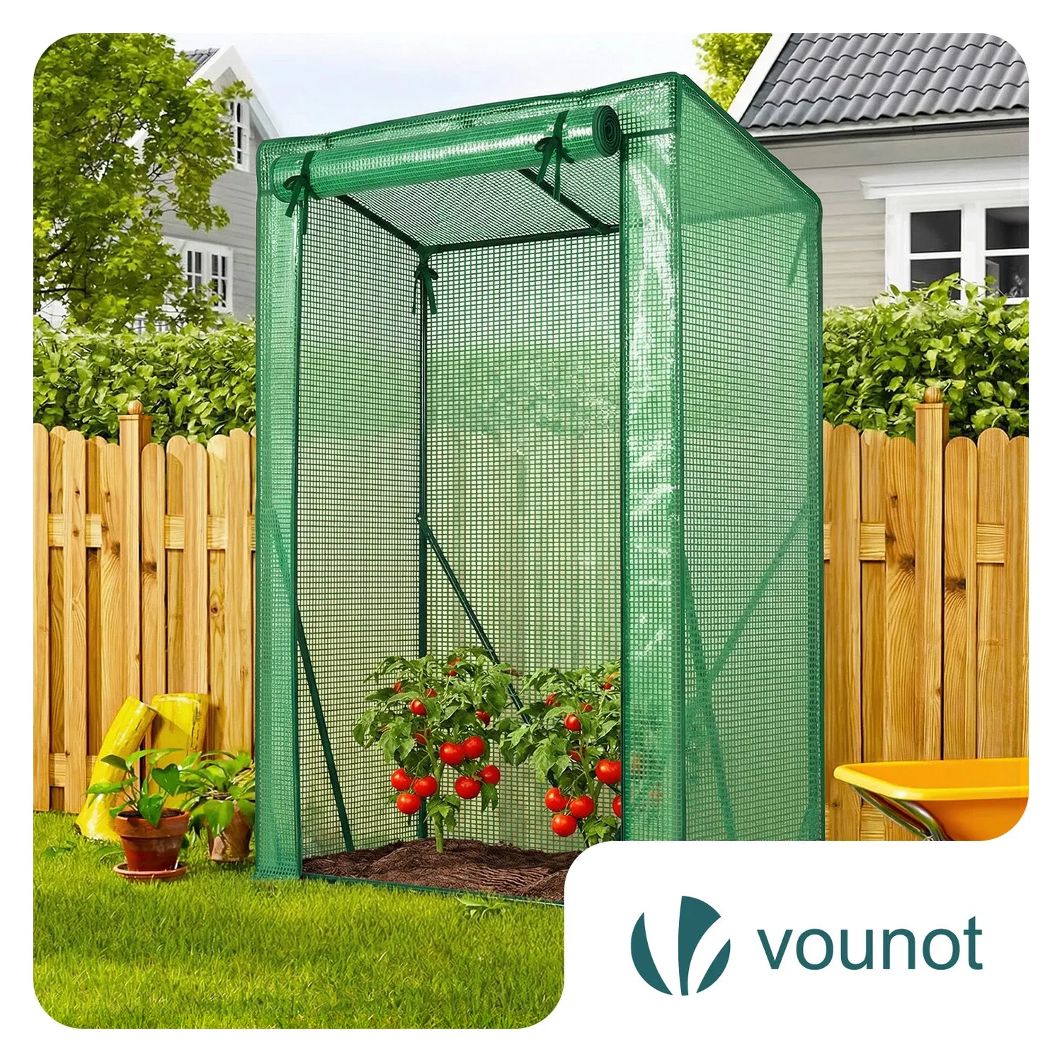 Vounot Serra da Giardino 100x50x150 cm Telo PE Verde Anti UV