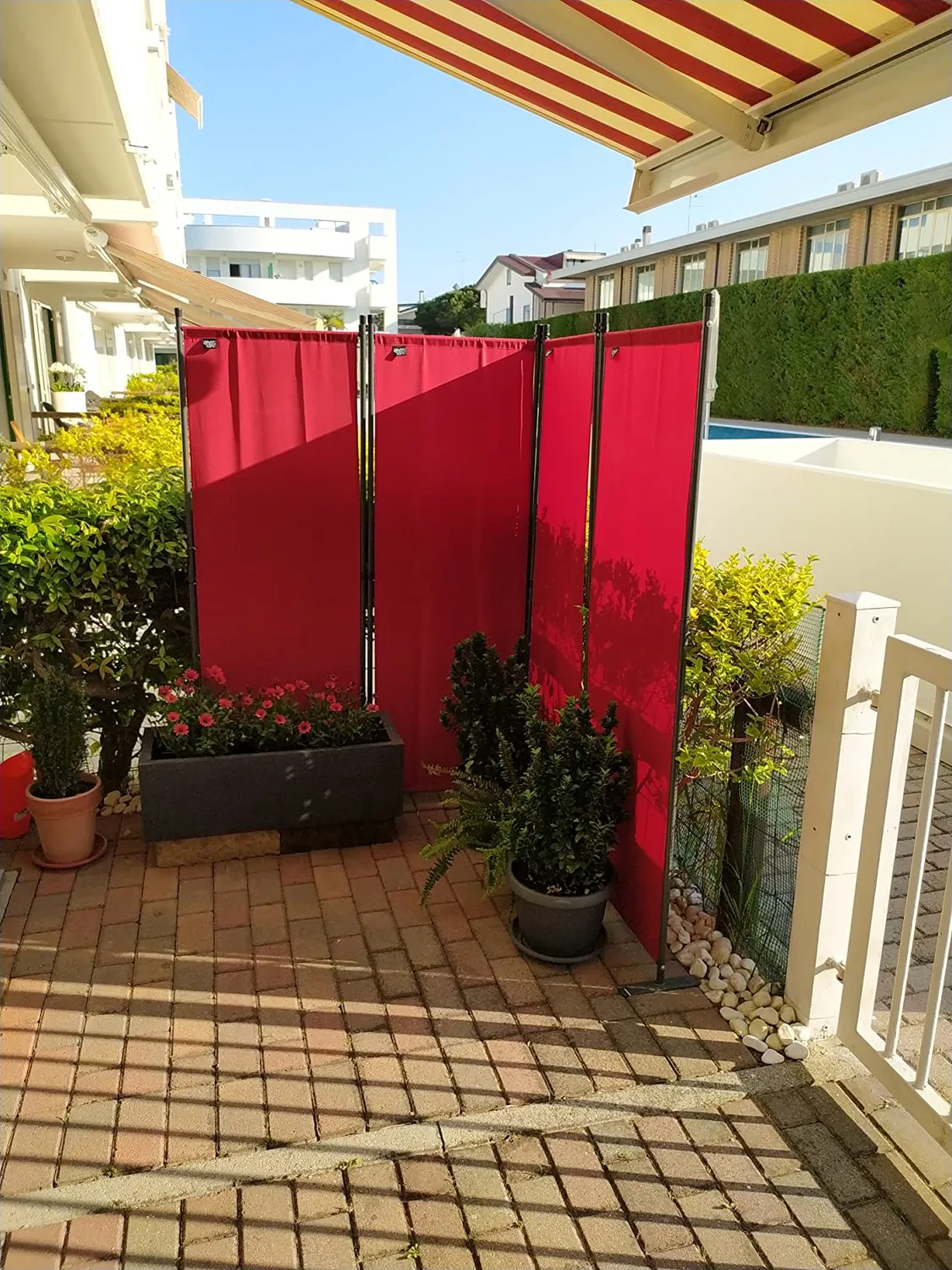 QUICK STAR paravento 3 pannelli 170x165 cm beige da esterno