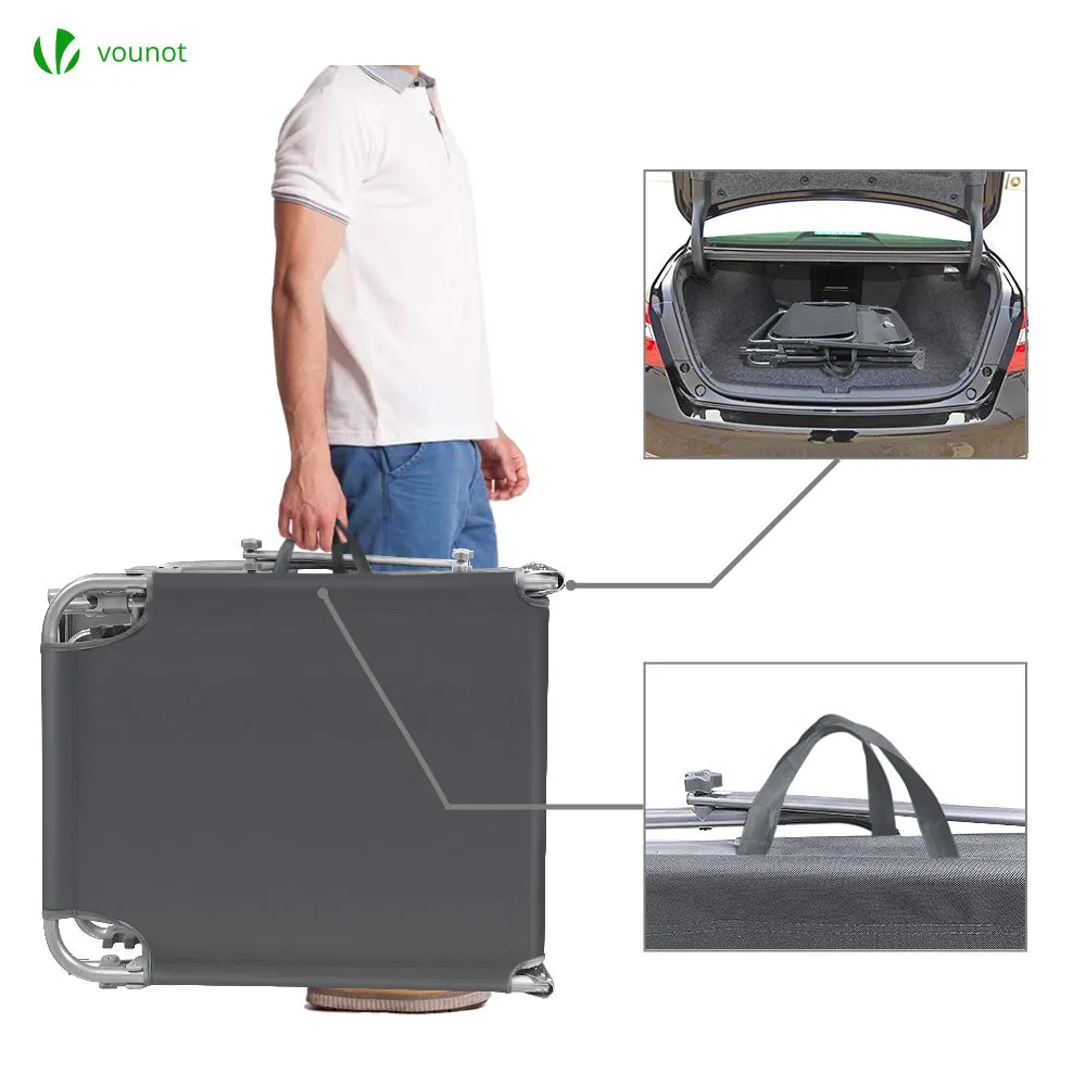 VOUNOT Set 2 Lettini Prendisole Pieghevoli Grigi con Parasole