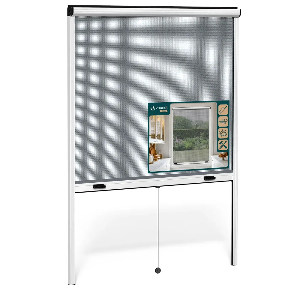 VOUNOT Zanzariera Finestra Avvolgibile 130x160cm Bianca