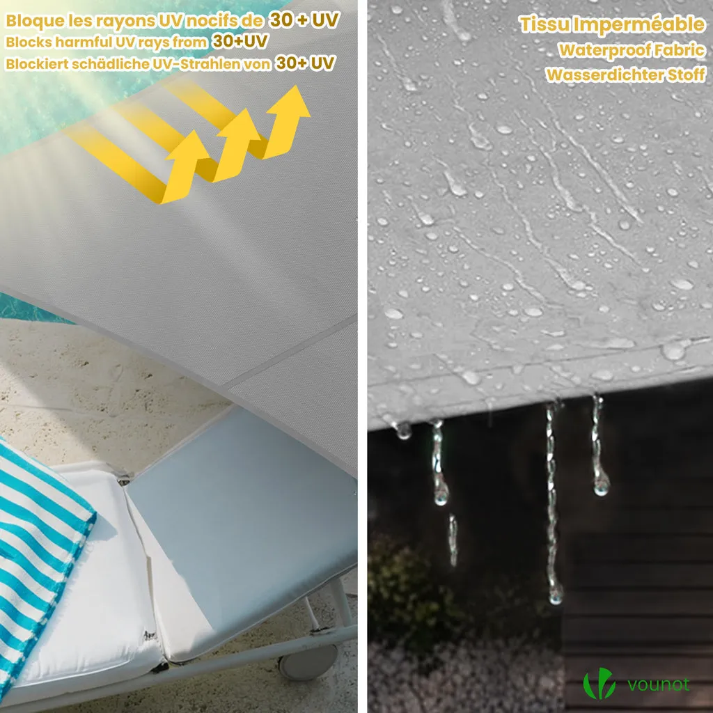 VOUNOT Vela Ombreggiante 3x5 m Grigio Chiaro Impermeabile