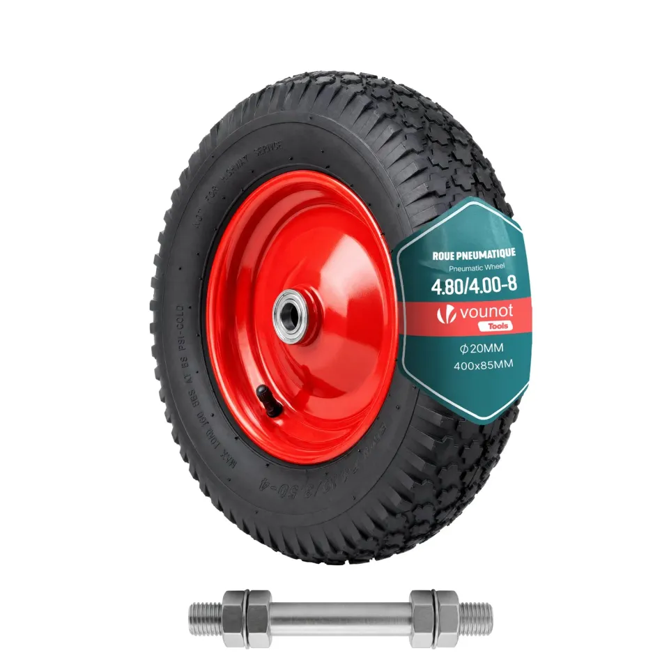 VOUNOT Ruota Pneumatica 4.80/4.00-8 Rossa Foro 20mm