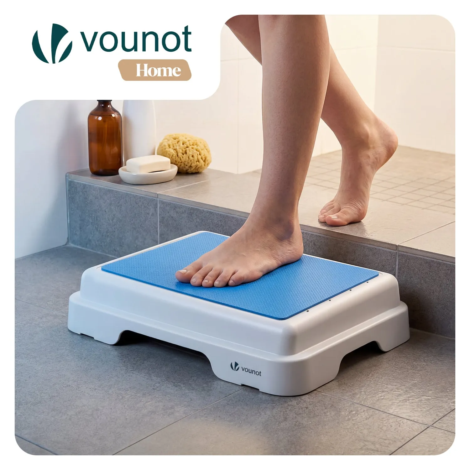 Vounot Predellino Bagno Antiscivolo Blu 43x33x11 cm 180 kg