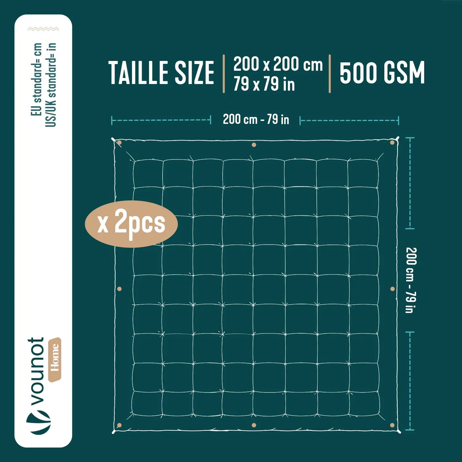 Vounot Piumone 4 Stagioni 200x200 cm Bianco 500 g/mq